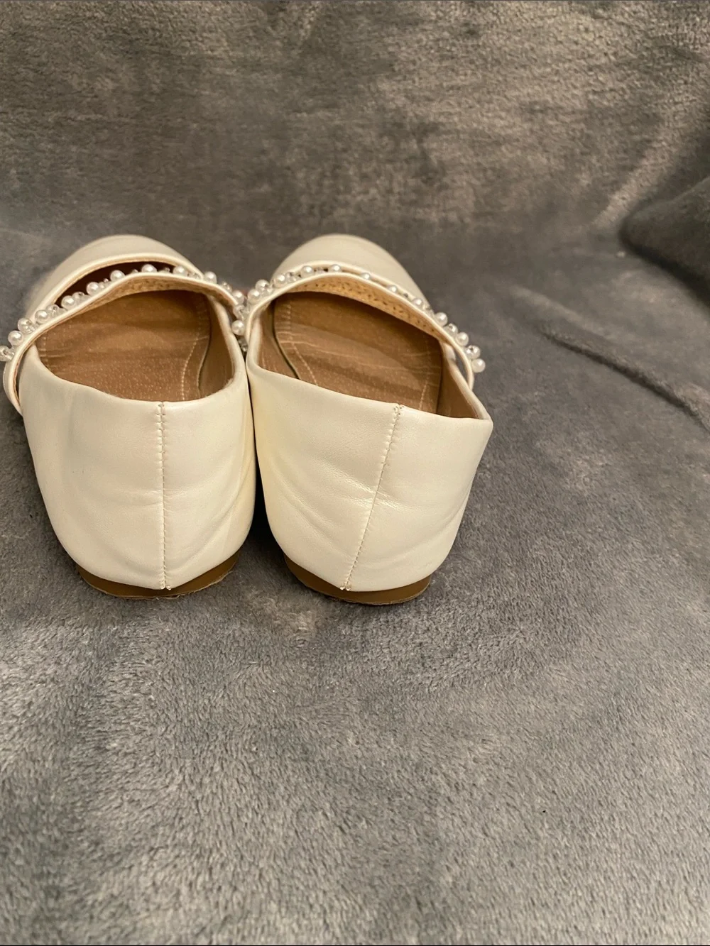 Dream Pairs Cream Pearl-Strap Mary Jane Flats